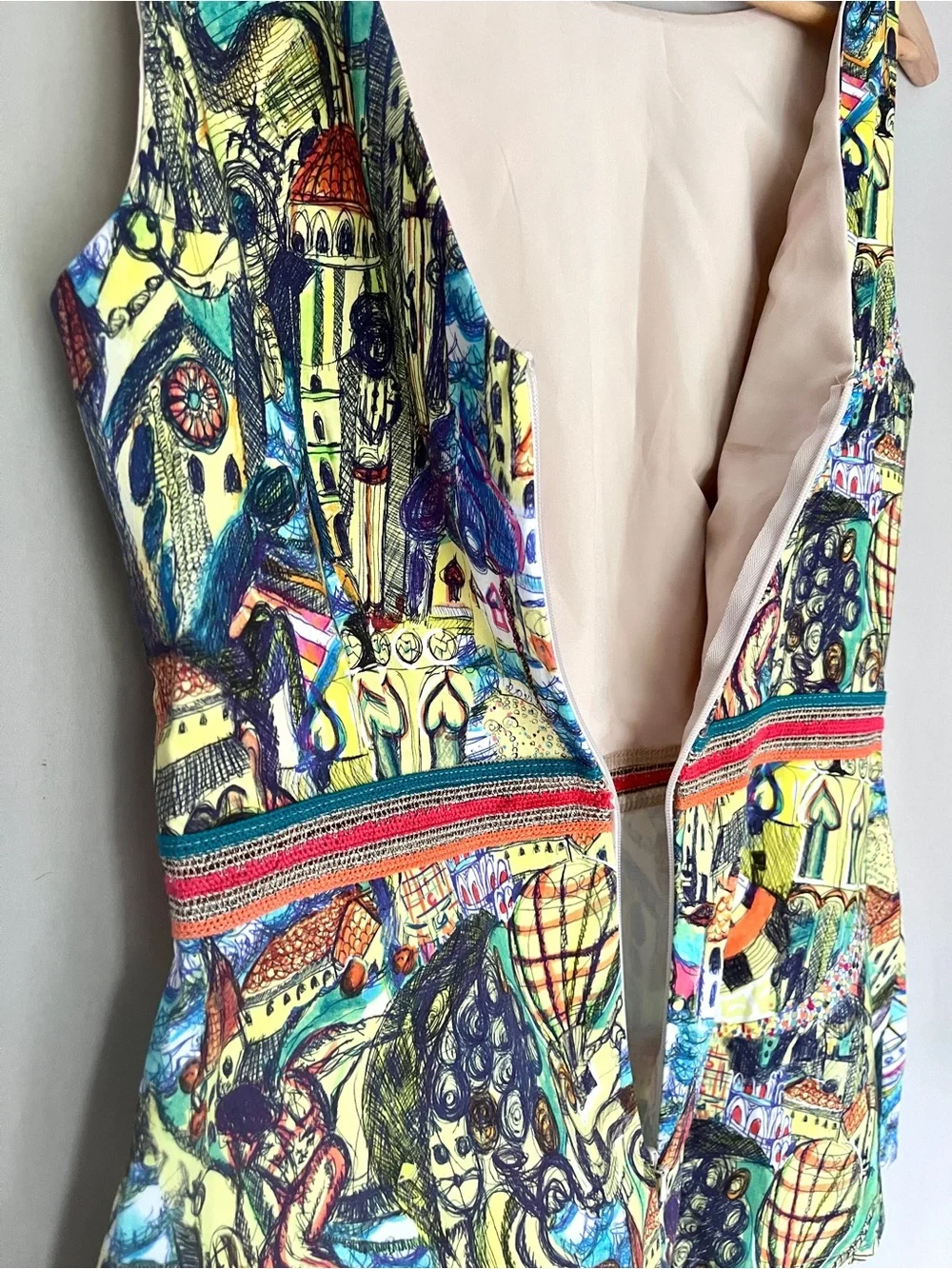 Weston by Anthropologie Peplum Tank Artistic Mediterranean Print XS - Picture 4 of 10